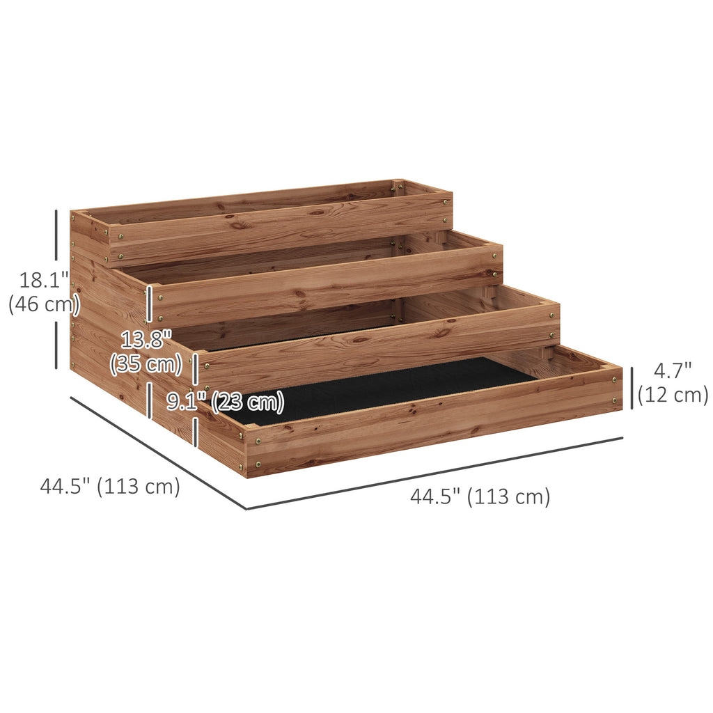 Wooden Raised Garden Bed Kit with Liner, 45" x 45" x 18", Dark Brown