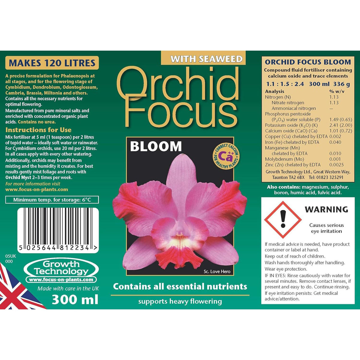 GT Orchid Focus Bloom 300ml - Phosphorus & Potassium Boost