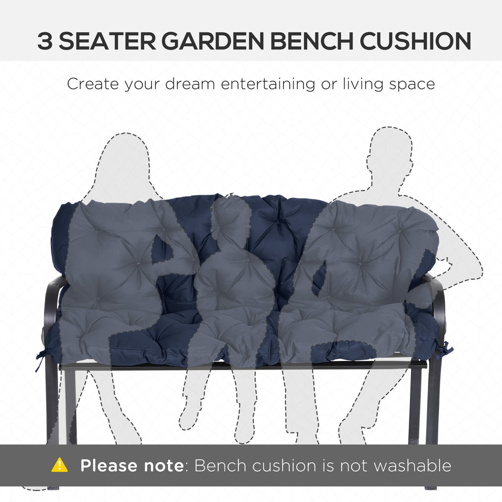 59"x38" Tufted Bench Cushion for Outdoor 3-Seater Furniture, Dark Blue