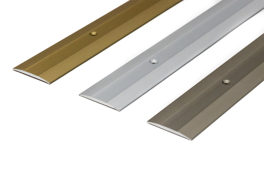 Aluminium Door Threshold Strip 38 MM x 1 M & 2 M Length Carpet to Lamnate Anodised Screw-Fix Silver & Gold - LPOR