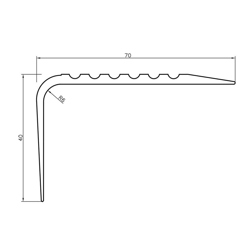 Non-Slip PVC Flexible Stair Nosing 70x40mm 730-RGPD