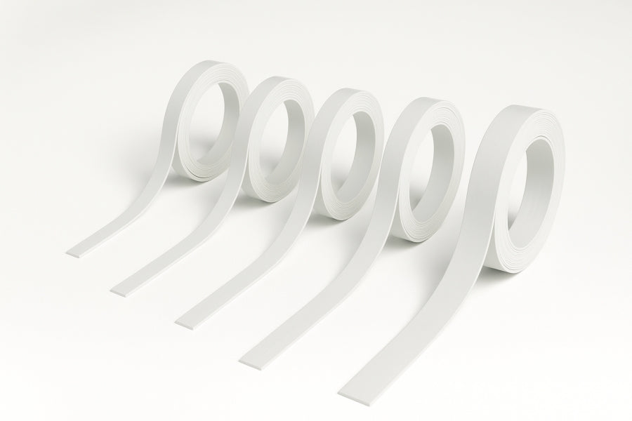 6m Length – White PVC Flat Architrave Trim Plastic Bar Strip Roll Various Sizes