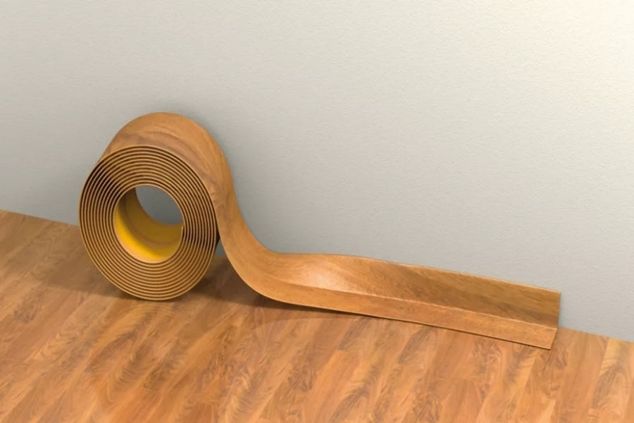 Self Adhesive Flexible PVC Skirting Board 28x24 MM x 5 M Length Soft Trim Strip for Floor & Wall Edge Finishing Wood Effect