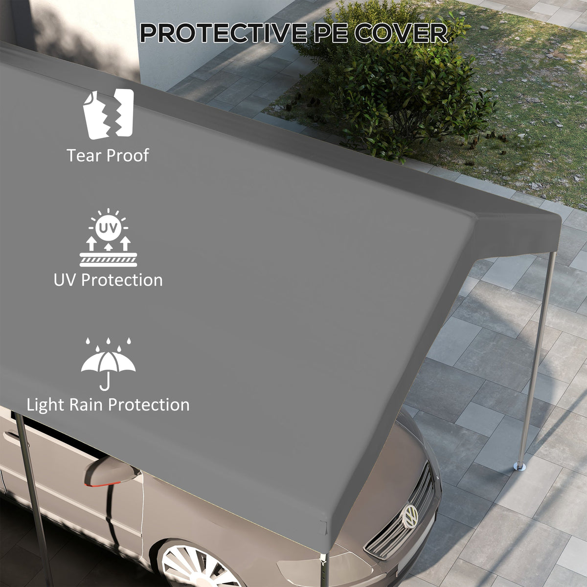 10' x 20' Carport Replacement Canopy with Bungee Cords, Dark Grey