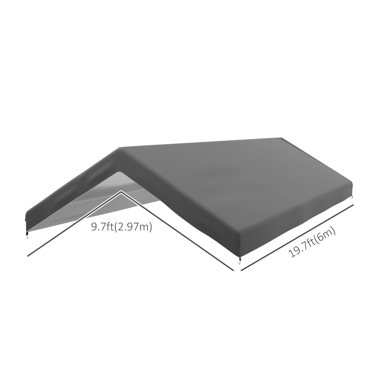 10' x 20' Carport Replacement Canopy with Bungee Cords, Dark Grey