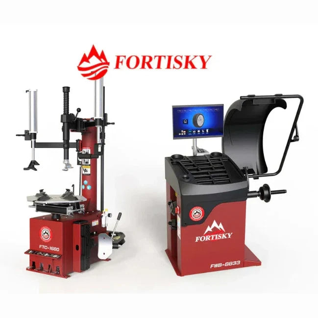 Fortisky 1660-8833 Tire Changer & Dynamic Display Screen Wheel Balancer Combo