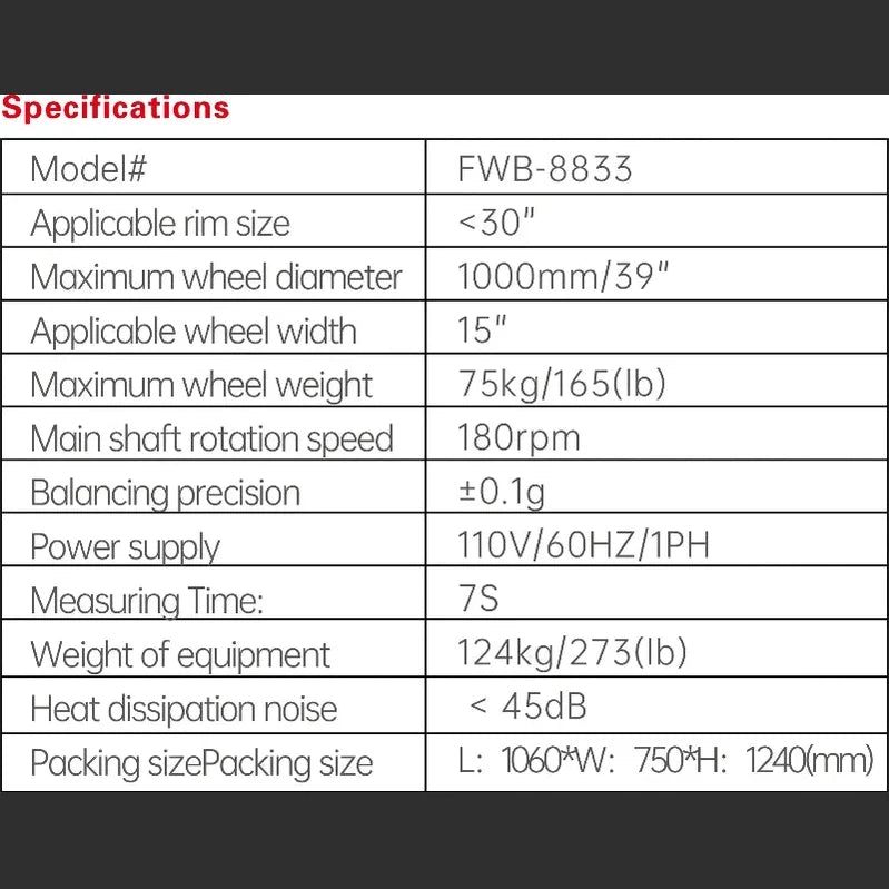 Fortisky FWB-8833 3D Wave Radar Wheel Balancer Dynamic Display Screen w/ Laser Light