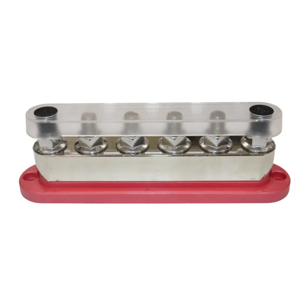 Exotronic 600A Red 6x M10 Stud Busbar with Cover