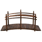 7.5' Wooden Arc Garden Bridge with Side Railings, Carbonized Finish