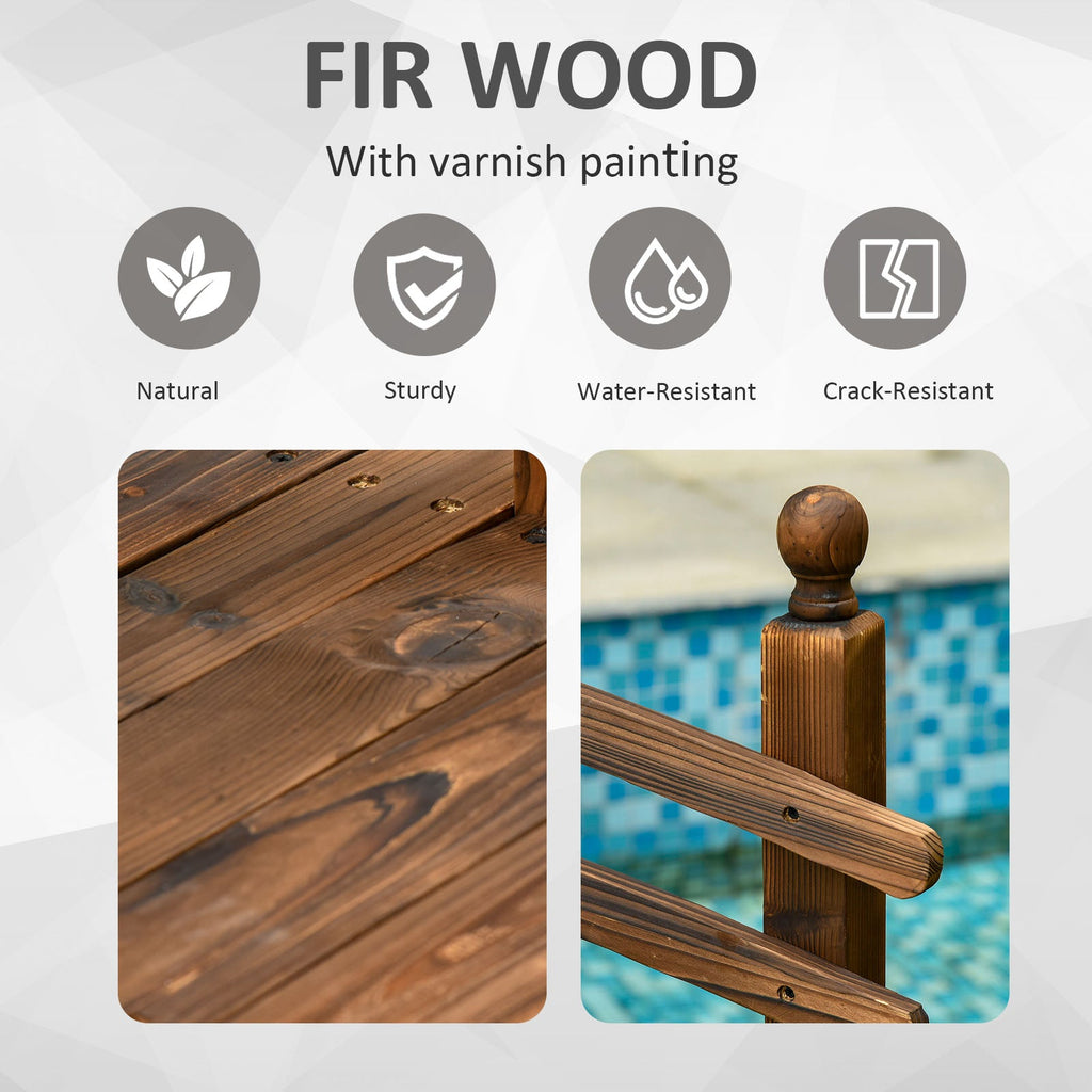 7.5' Wooden Arc Garden Bridge with Side Railings, Carbonized Finish