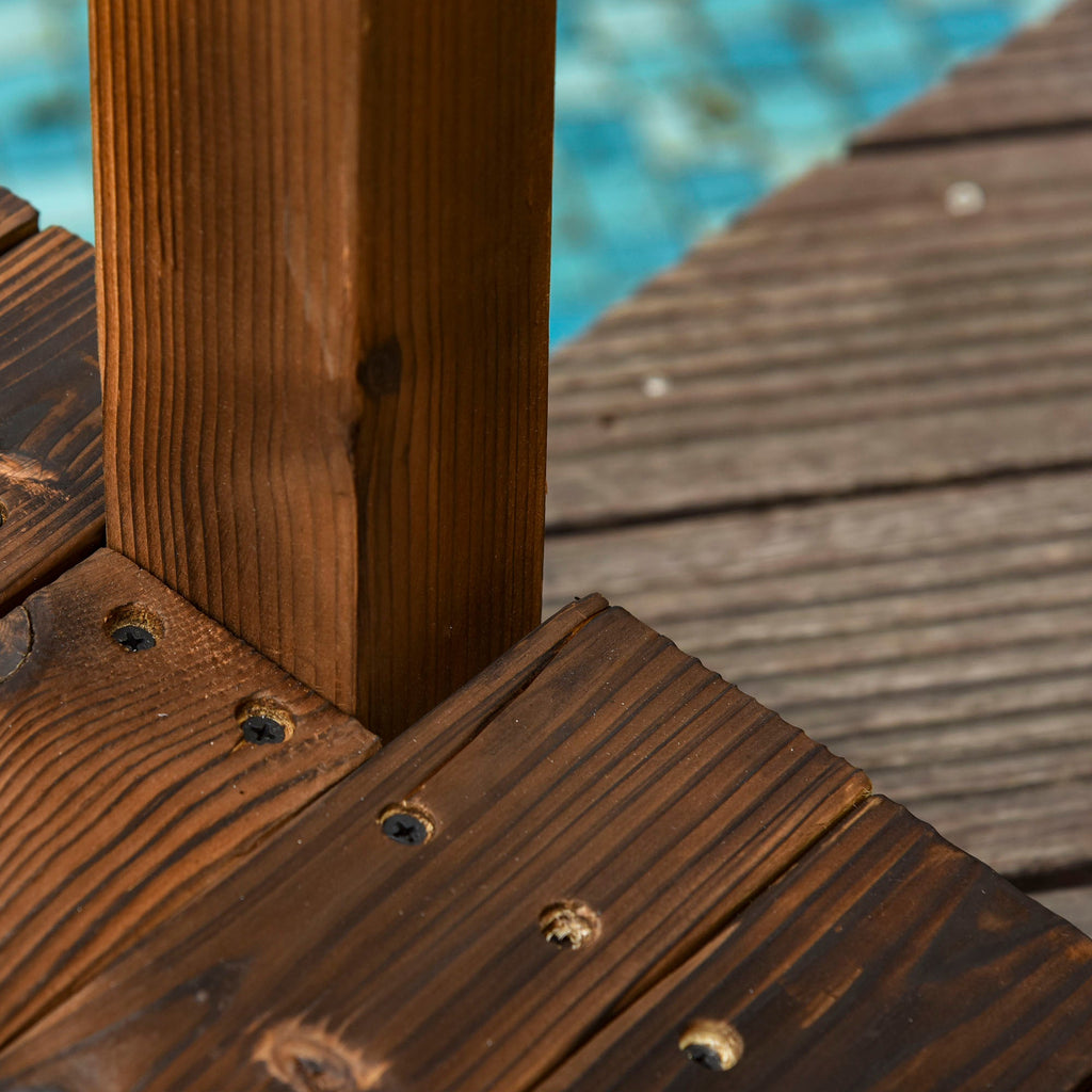 7.5' Wooden Arc Garden Bridge with Side Railings, Carbonized Finish