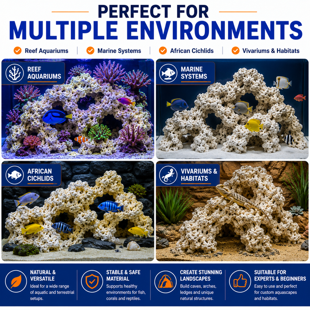 Aquacadabra Ocean Reef Rock 20kg Natural Reef & Cichlid Aquarium Decoration