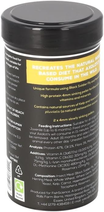 Fish Science Axolotl Pellets 150g – Insect-Based Diet