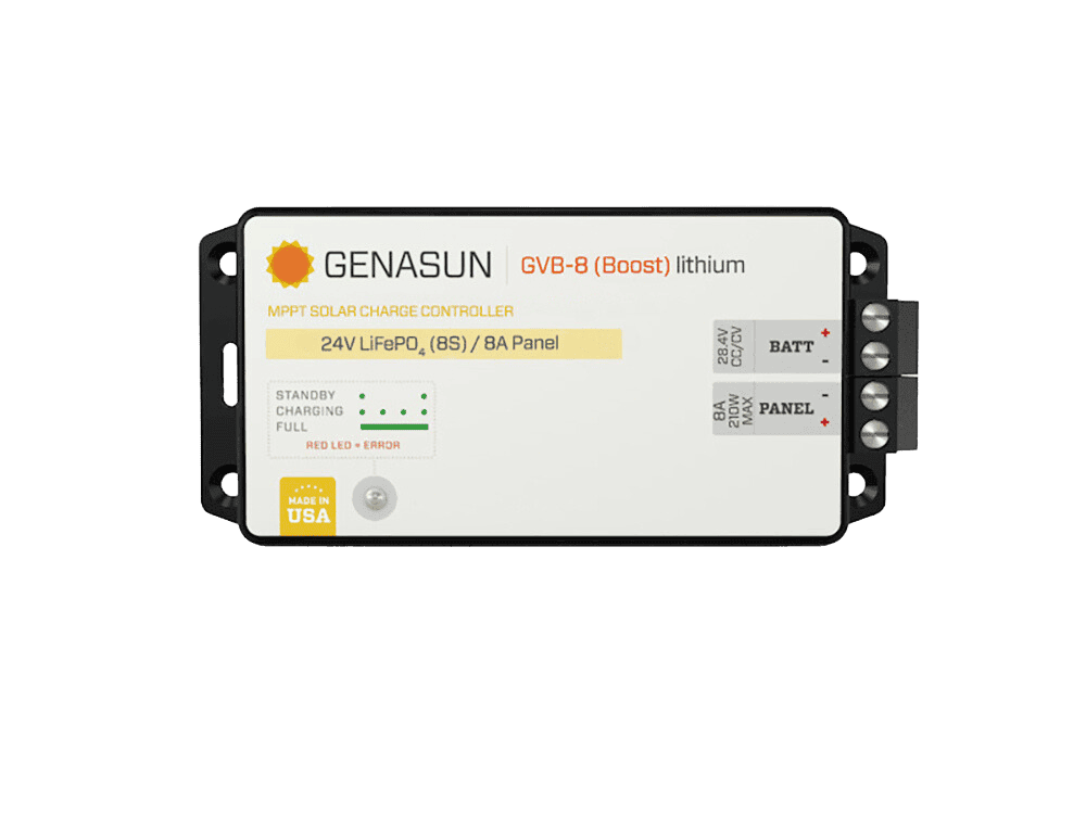 Genasun 8A MPPT 24V Voltage Boost (28.4V Lithium) Solar Charge Controller