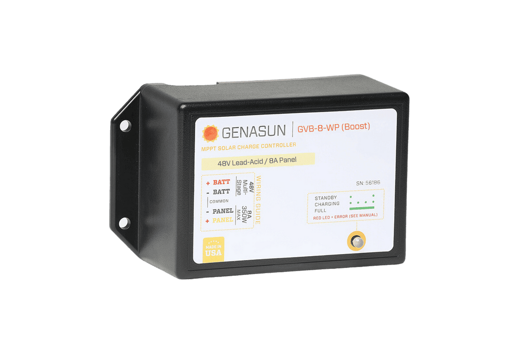 Genasun 8A MPPT 48V Voltage Boost (Lead-Acid) - Waterproof Solar Charge Controller