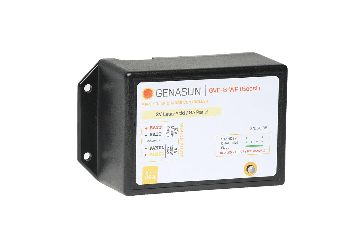 Genasun 8A MPPT 12V Voltage Boost (Lead-Acid) - Waterproof Solar Charge Controller