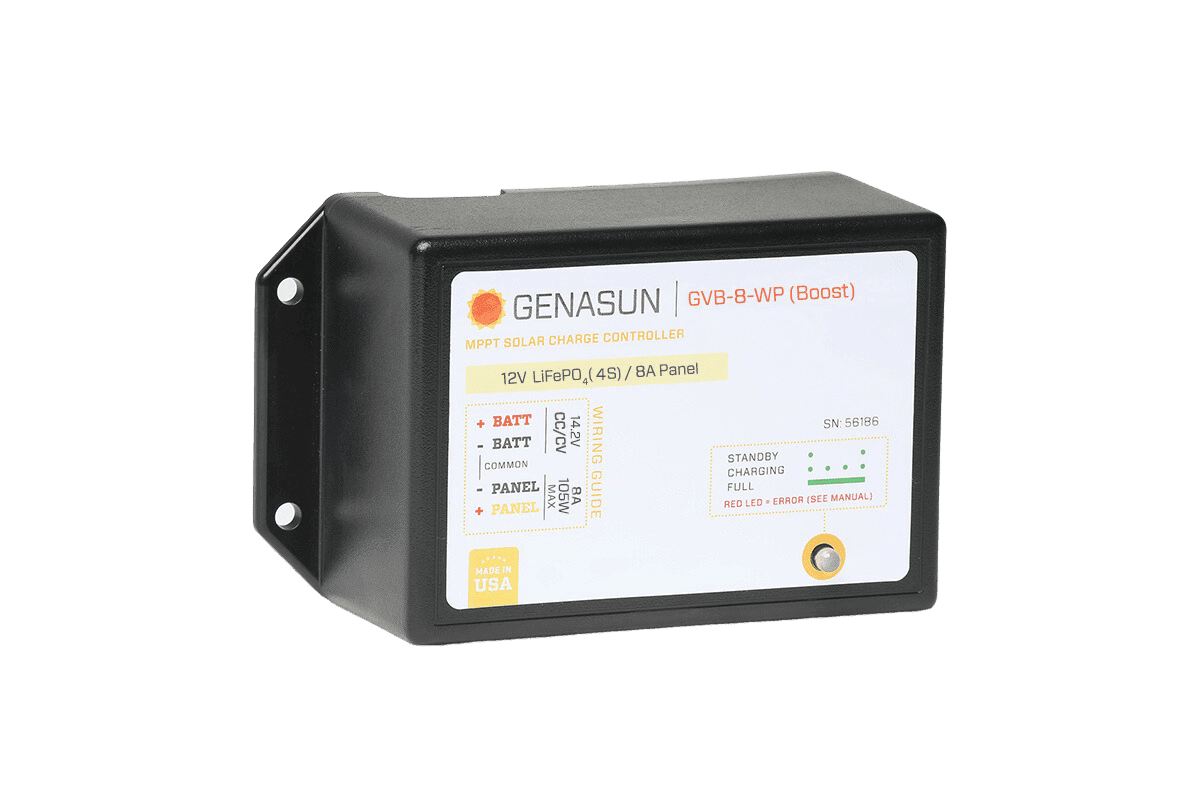 Genasun 8A MPPT 12V Voltage Boost (14.2V Lithium) - Waterproof Solar Charge Controller