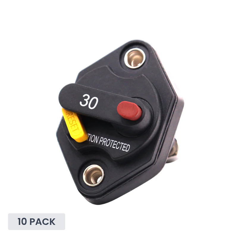 Exotronic 30A Mini Panel Mount Waterproof DC Circuit Breaker - 10 Pack