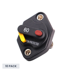 Exotronic 60A Mini Panel Mount Waterproof DC Circuit Breaker - 10 Pack