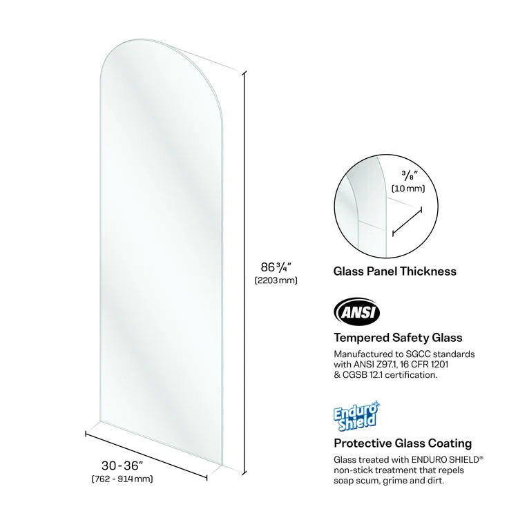 Arched - Tempered Clear Fixed Glass Panel