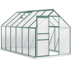 BloomGreen 6' x 12' x 6.5' Polycarbonate Greenhouse with Adjustable Roof Vent & Sliding Door, Green