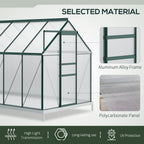 BloomGreen 6' x 12' x 6.5' Polycarbonate Greenhouse with Adjustable Roof Vent & Sliding Door, Green