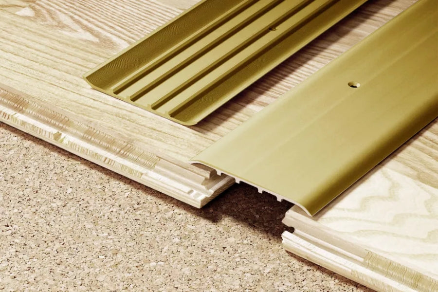 Aluminium door threshold strip 80mm x 2000mm gold anodised