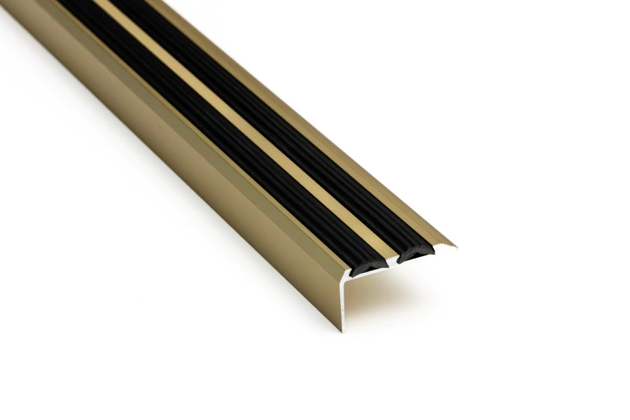 Aluminium Stair Nosing with Rubber Insert 35 MM x 19 MM x 1 M 2 M & 2.5 M Length Anodised Silver Gold Champagne - LSSZG
