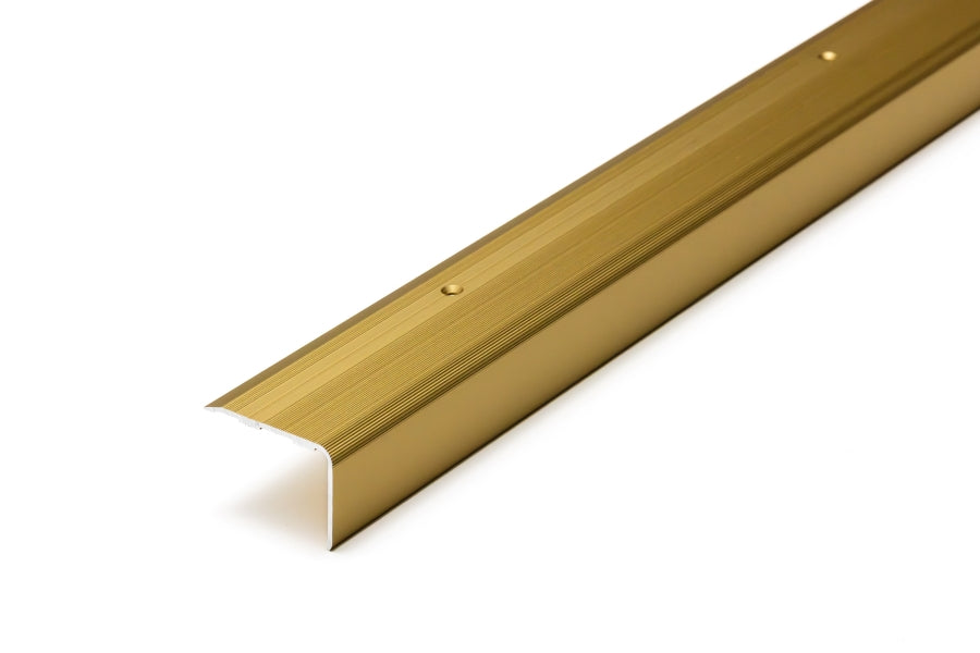 Gold anodised stair nosing with screw fixings
