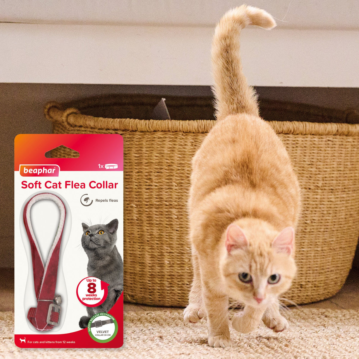 Beaphar Cat Flea Collar with Safety Elastic & Bell