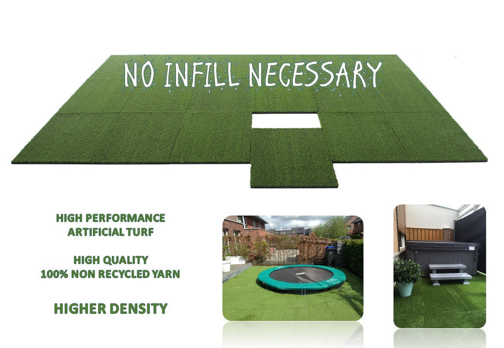 Cannons Artificial Grass Rubber Garden Tiles 1m x 1m x 40mm