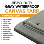 Gray Waterproof Canvas Tarps 10' x 10'