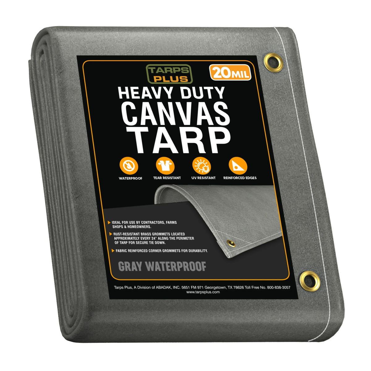 Gray Waterproof Canvas Tarps 14' x 20'