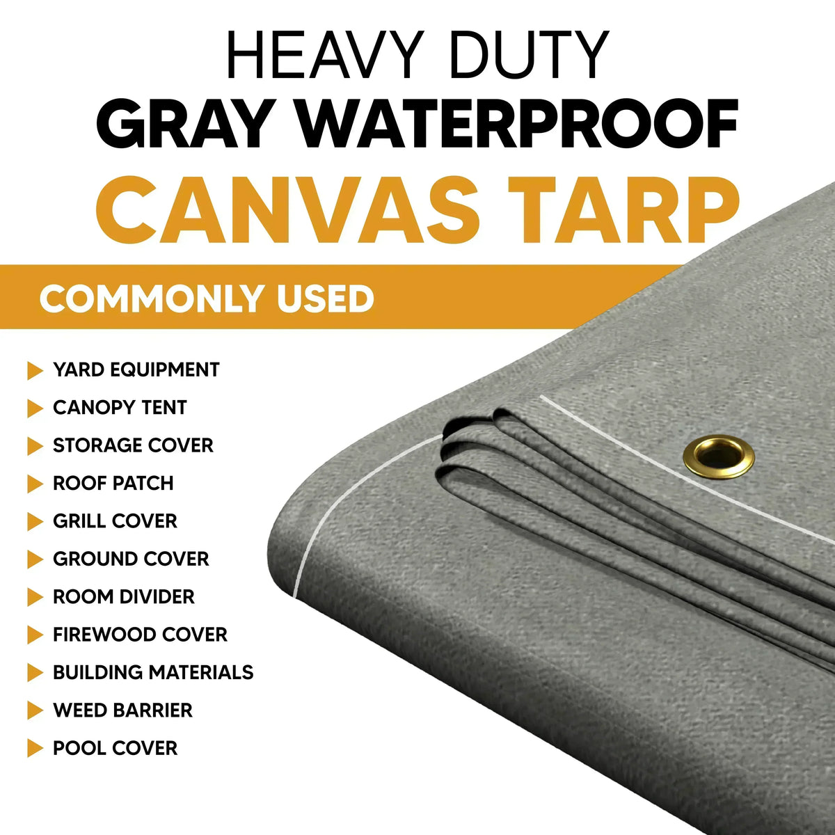 Gray Waterproof Canvas Tarps 14' x 20'