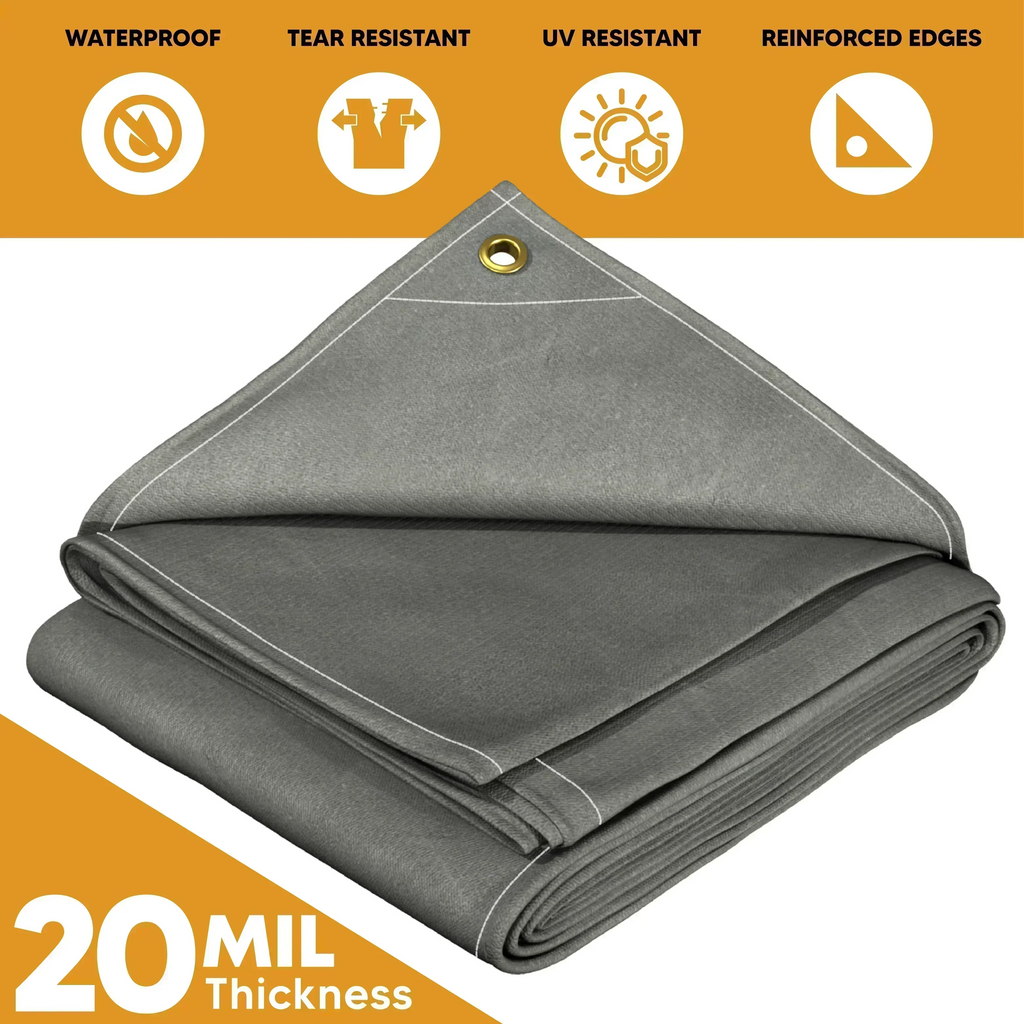 Gray Waterproof Canvas Tarps 6' x 8'