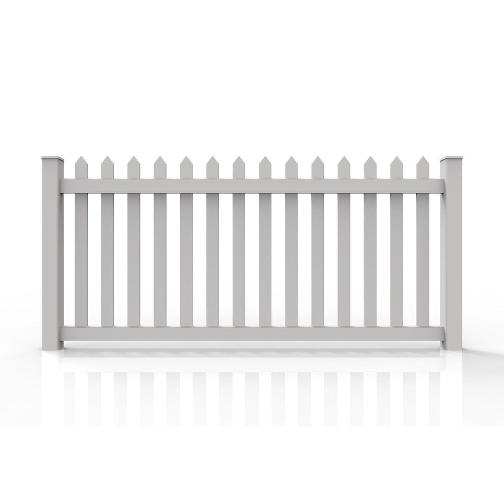 Greatbackyardz 4 ft. x 8 ft. White Vinyl Traditional Spade Picket Fence Panel Kit