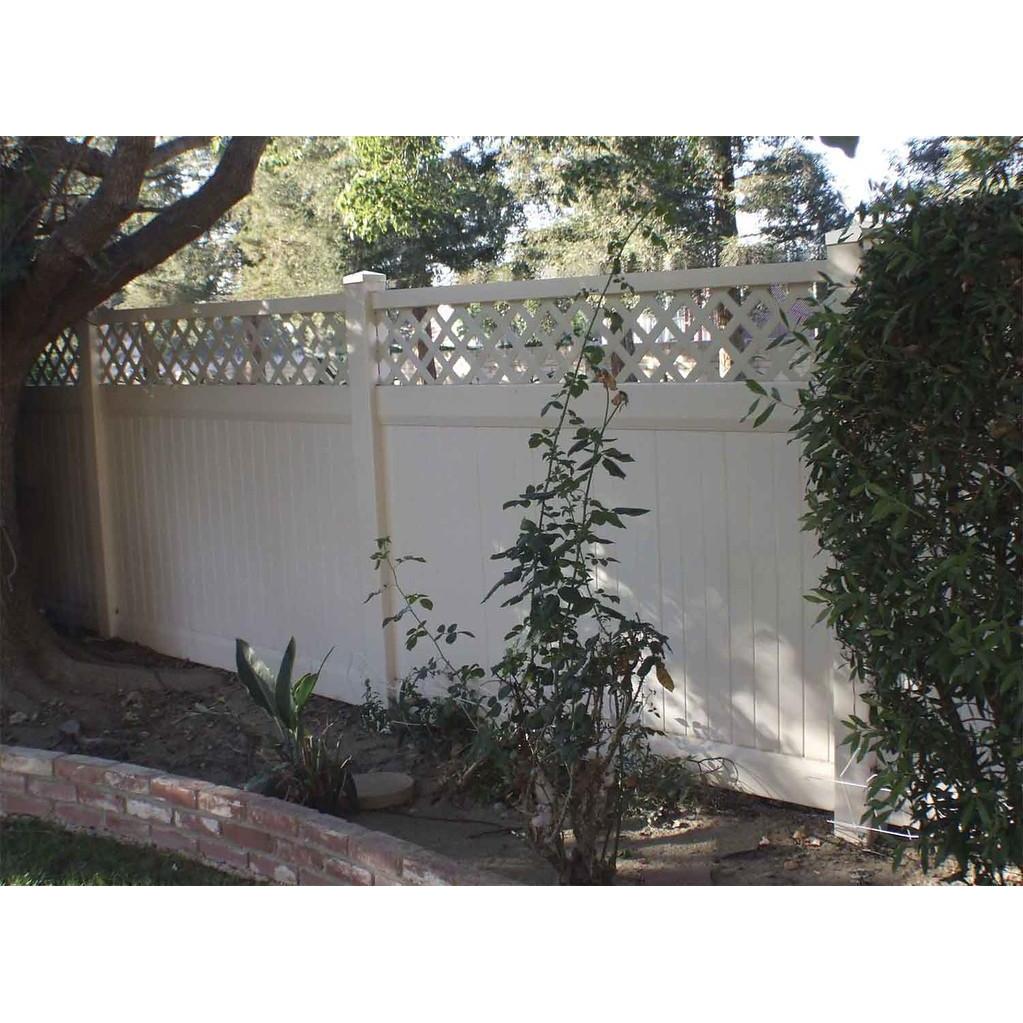 Greatbackyardz 6 ft. x 8 ft. White Vinyl Privacy with Lattice Fence Panel Kit