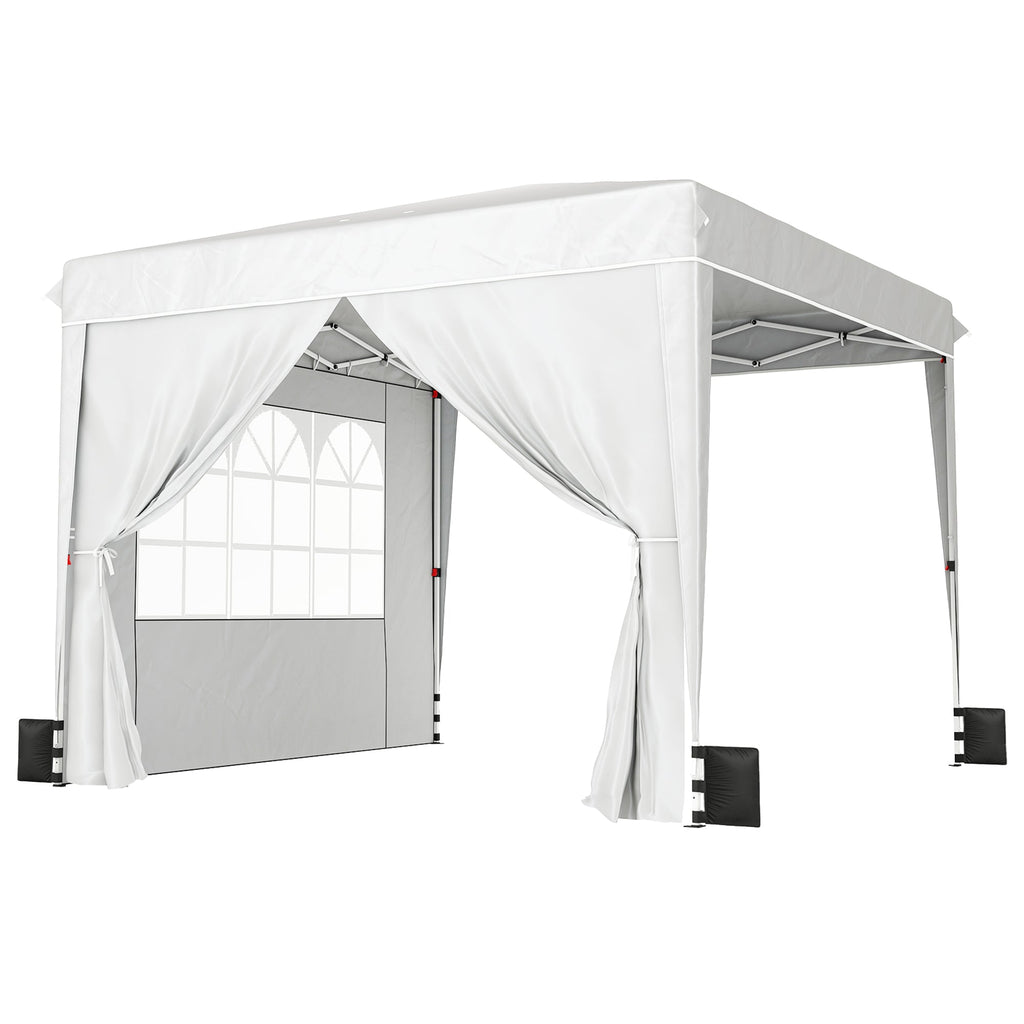 10' x 10' Pop Up Canopy Tent with Sidewalls, White