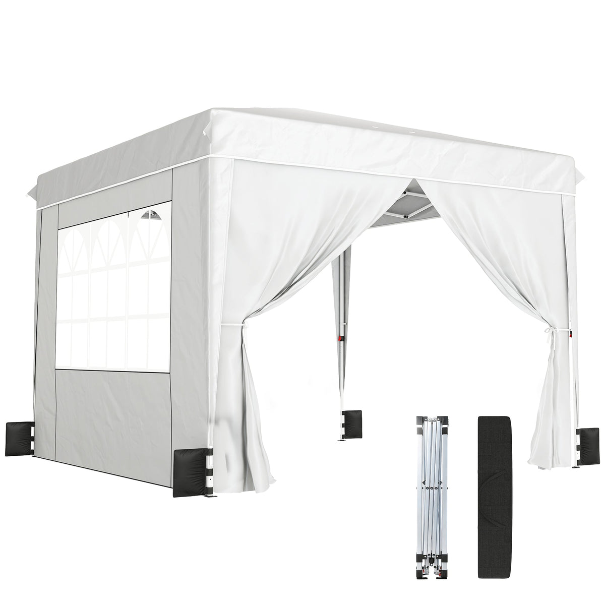 10' x 10' Pop Up Canopy Tent with Sidewalls, White