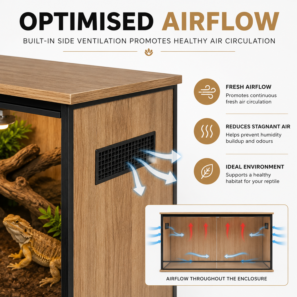 ProRep Vivarium 4×2×2ft Spacious Reptile Enclosure with Sliding Doors & Side Vents | Oak, Grey or Black