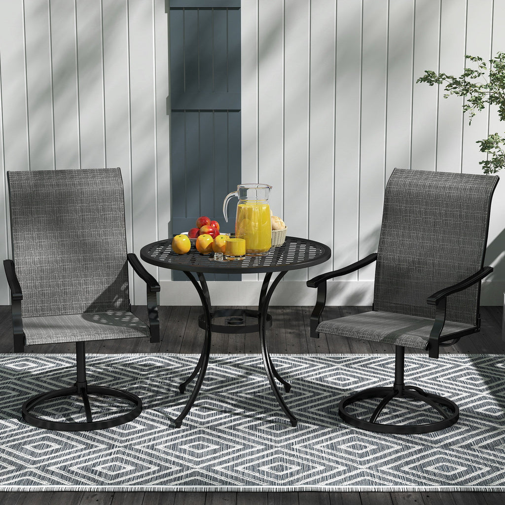 Outdoor Swivel Dining Chairs Set of 2, High Back Swivel Chairs w/ All Weather Mesh, Grey