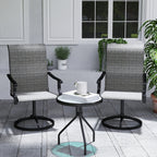 Outdoor Swivel Dining Chairs Set of 2, High Back Swivel Chairs w/ All Weather Mesh, Grey