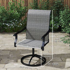 Outdoor Swivel Dining Chairs Set of 2, High Back Swivel Chairs w/ All Weather Mesh, Grey