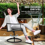 Outdoor Swivel Dining Chairs Set of 2, High Back Swivel Chairs w/ All Weather Mesh, Grey