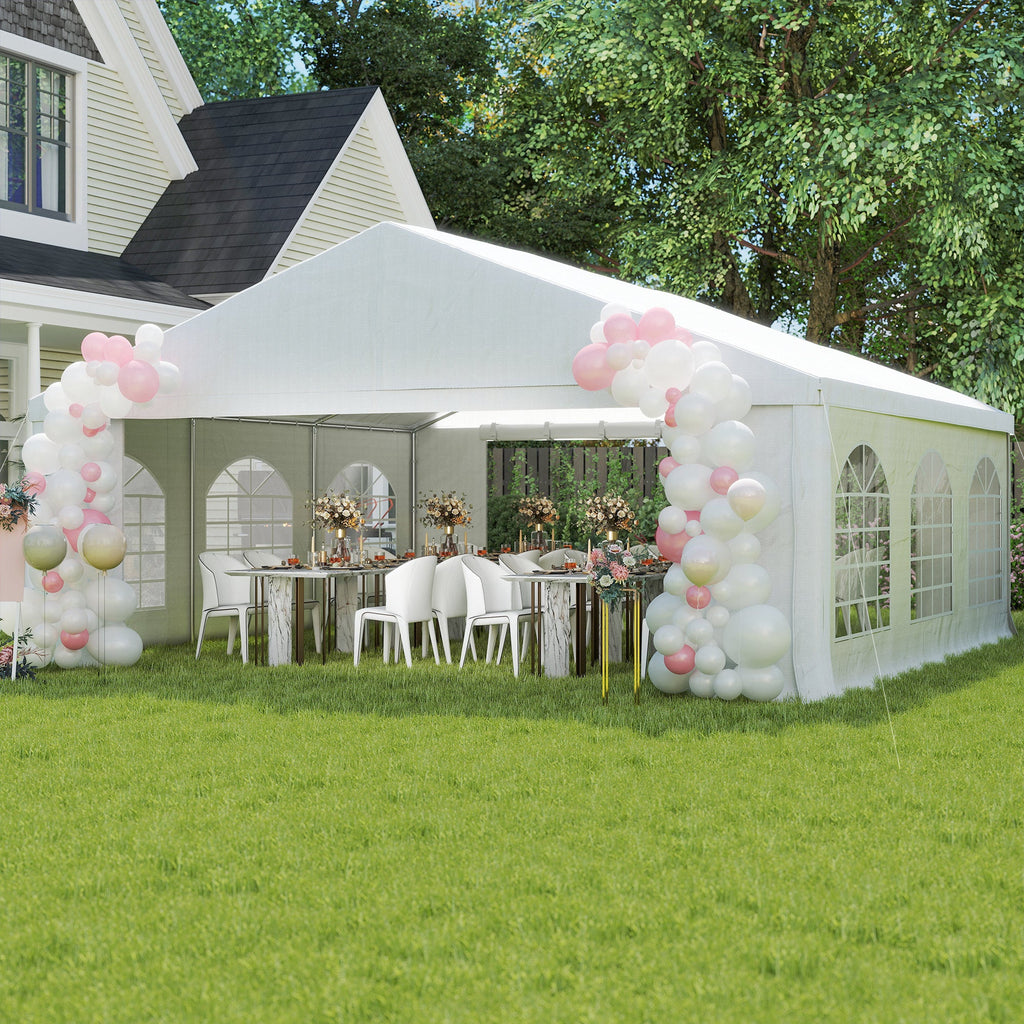20' x 20' Heavy Duty Party Tent & Carport with Removable Sidewalls and Double Doors, White