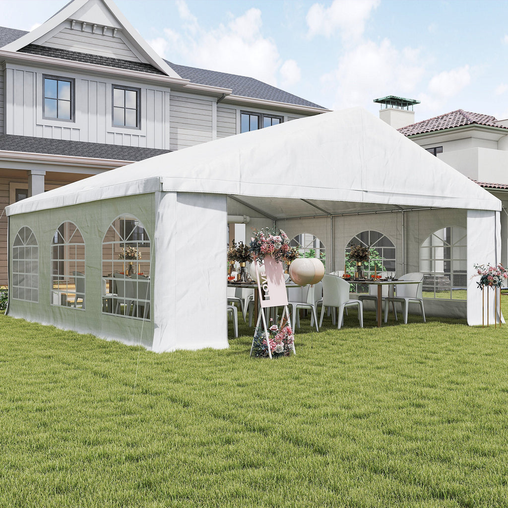 20' x 20' Heavy Duty Party Tent & Carport with Removable Sidewalls and Double Doors, White