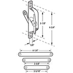 FHC Jalousie Operator - Reversible - With Three Link Arms - Aluminum Finish (Single Pack) - H3557