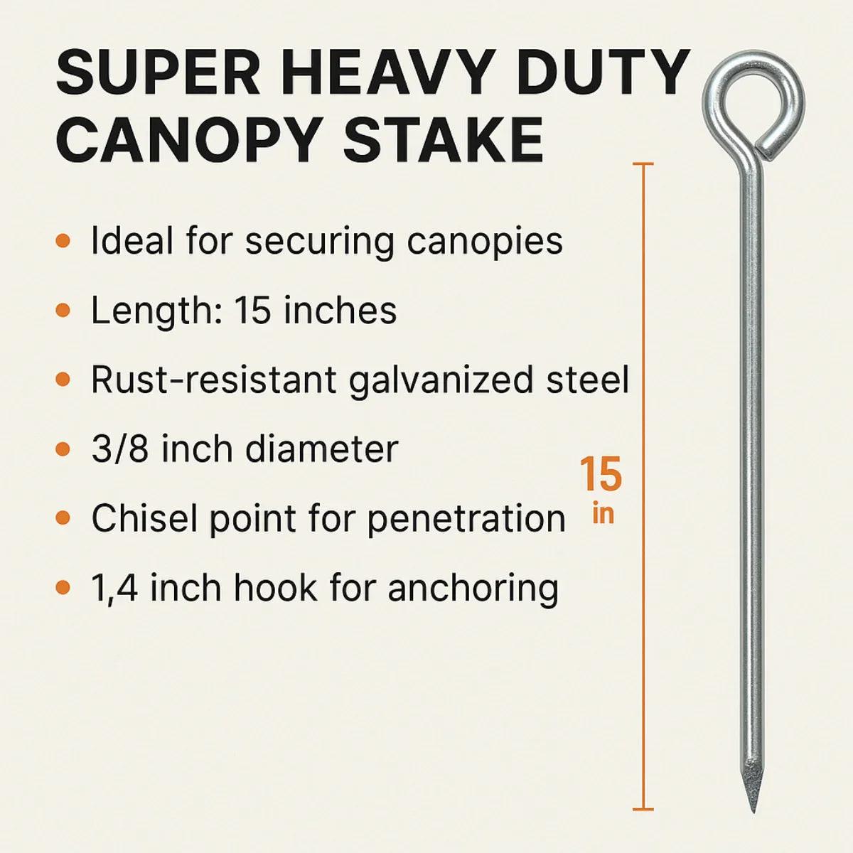 Heavy Duty Canopy Stake 15"