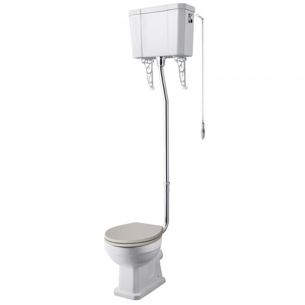 Classique Traditional High Level Toilet with Cistern, Toilet Seat & Flush Pipe Kit - White