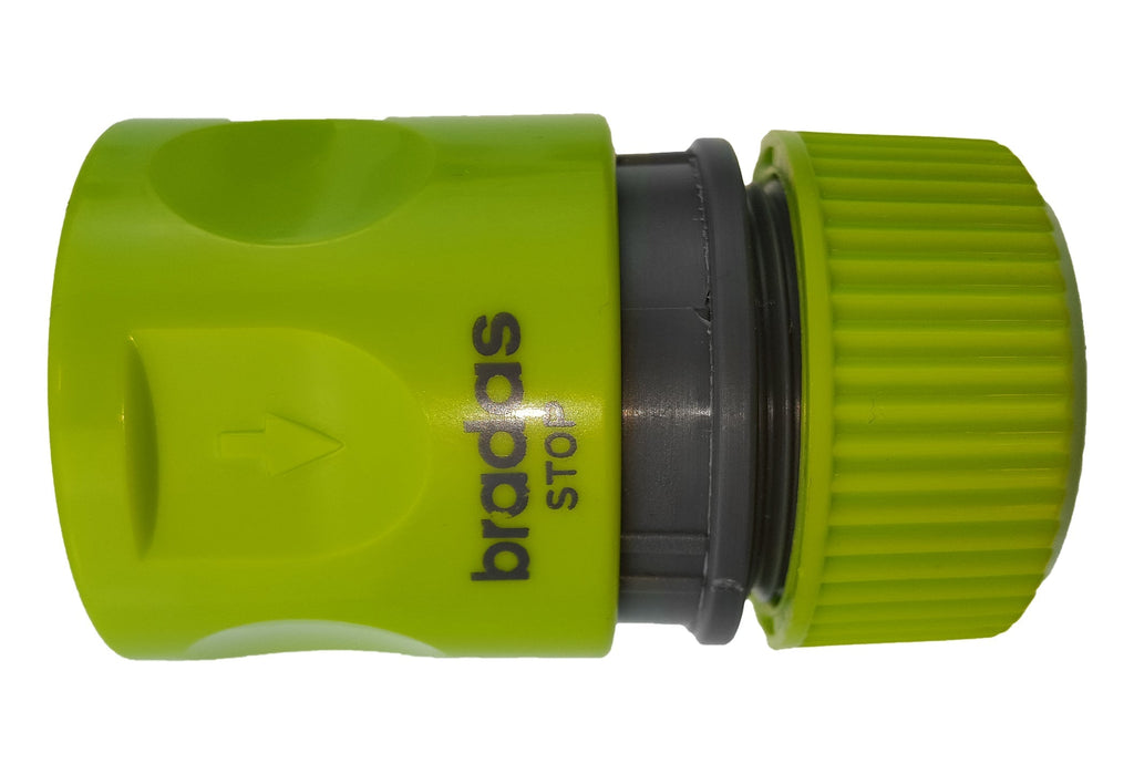 Female Hose Connector With Stop, 1/2" or 5/8" Hose, Lime